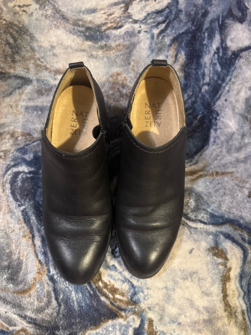 Naturalizer Black Leather Ankle Slip-Ons